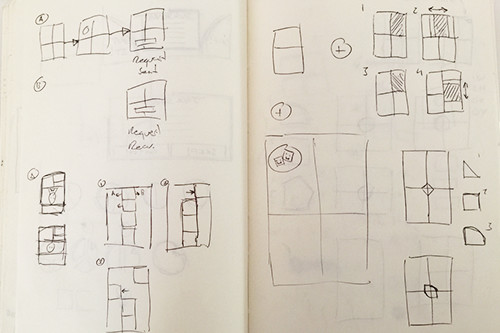 Sketches showing user entrance/exit transitions