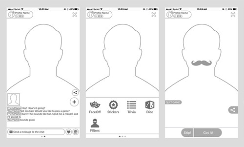 Face Off minigame wireframes